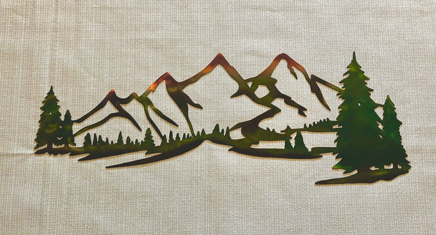 Mountains And Trees Indoor & Outdoor Plasma Cut Metal Wall Art