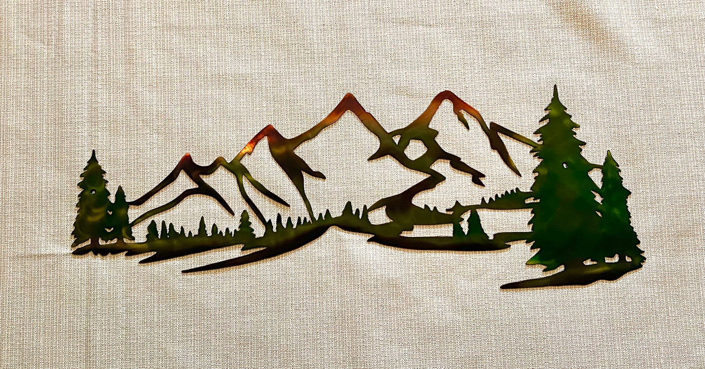 Mountains And Trees Indoor & Outdoor Plasma Cut Metal Wall Art