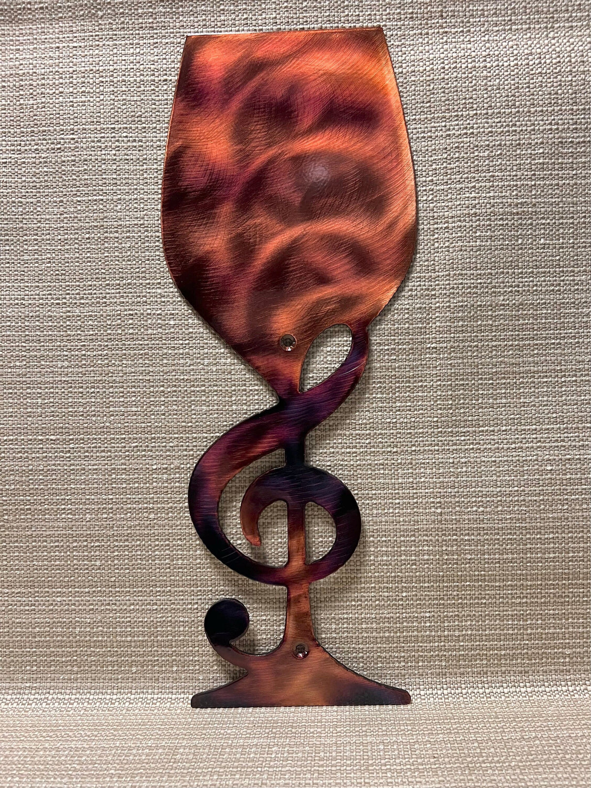 Treble clef wine glass metal wall art