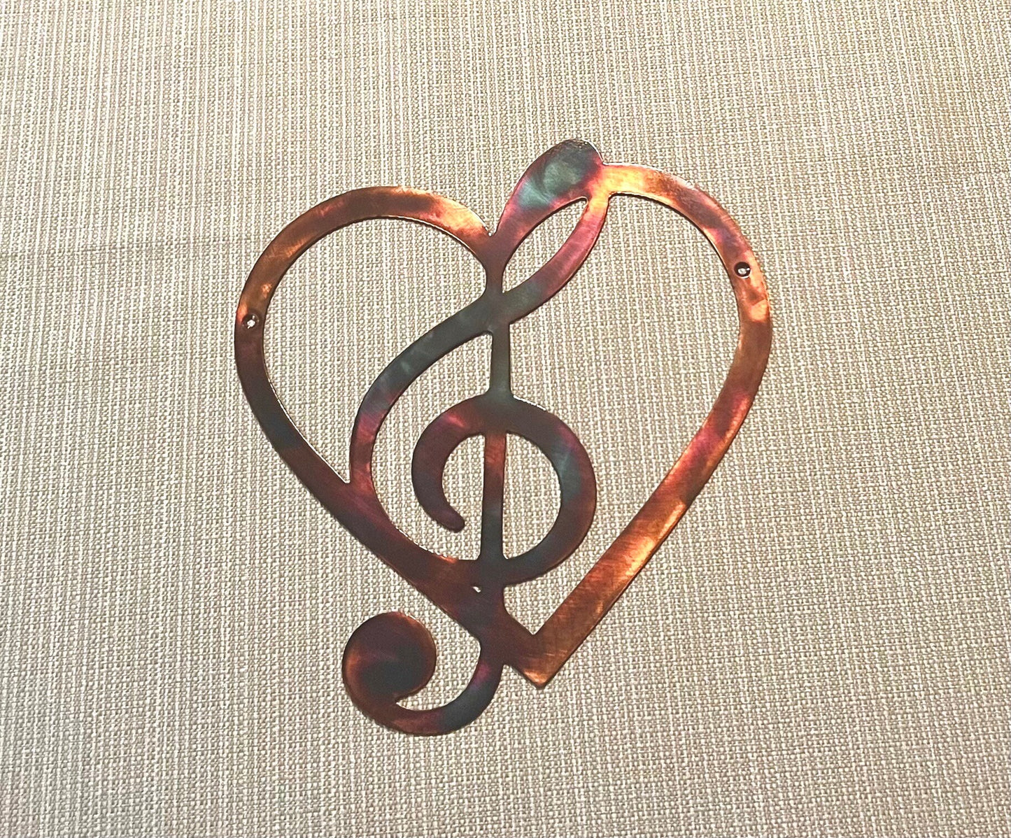 Heart and Treble Clef Music Note Indoor or Outdoor Metal Wall Art