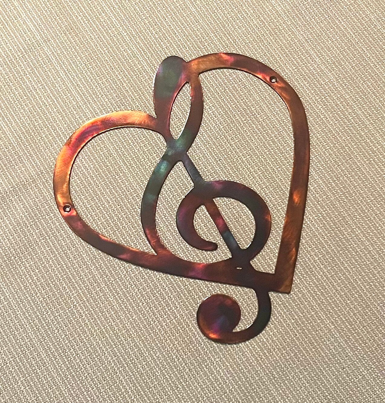 Heart and Treble Clef Music Note Indoor or Outdoor Metal Wall Art