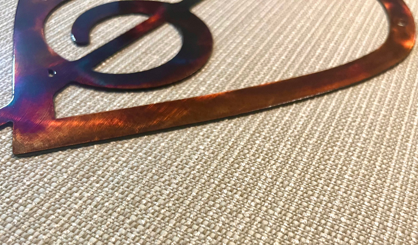 Heart and Treble Clef Music Note Indoor or Outdoor Metal Wall Art