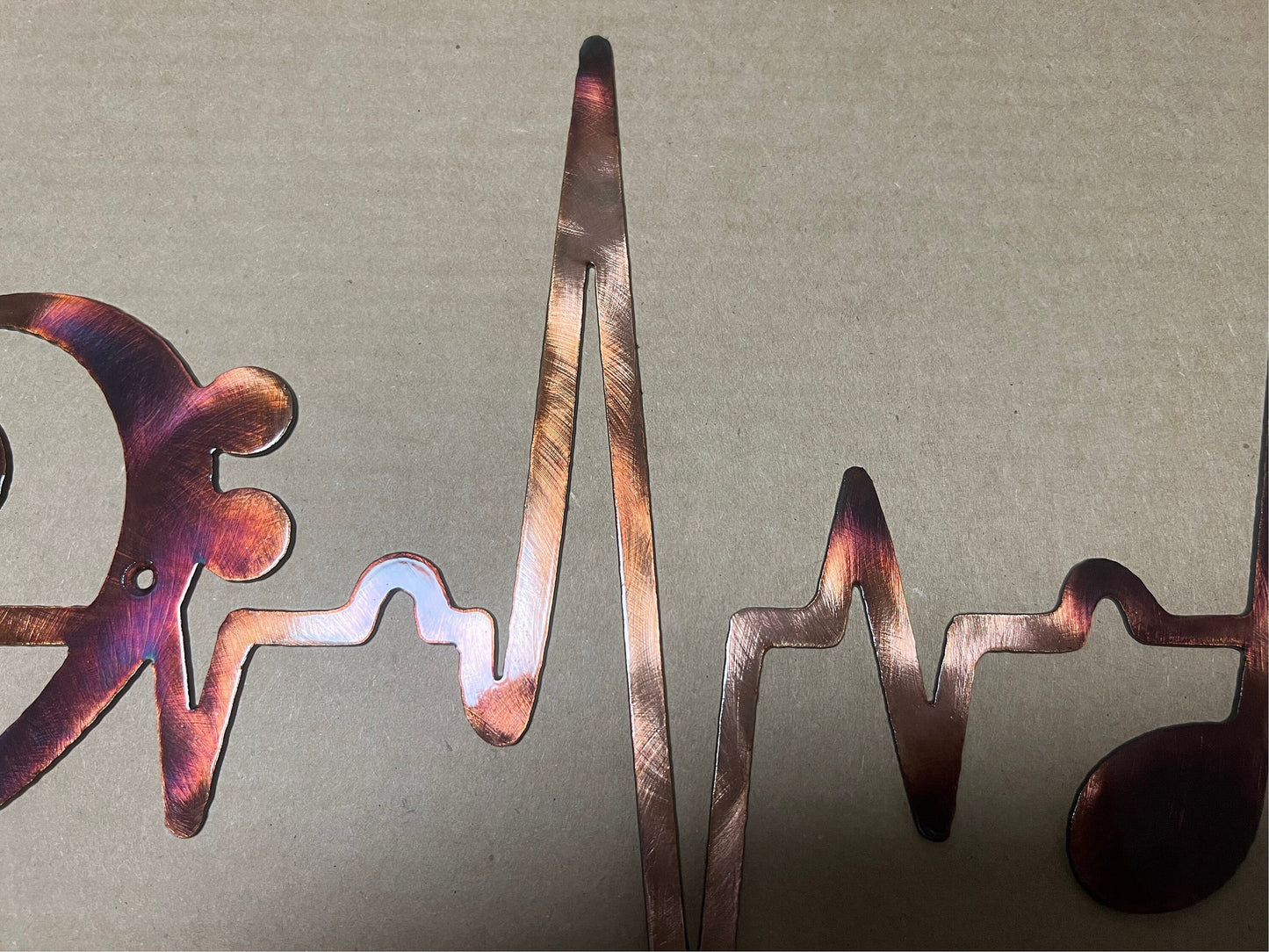 EKG Line Music Notes Bass Clef Heartbeat Sinus Rhythm Indoor or Outdoor Metal Art