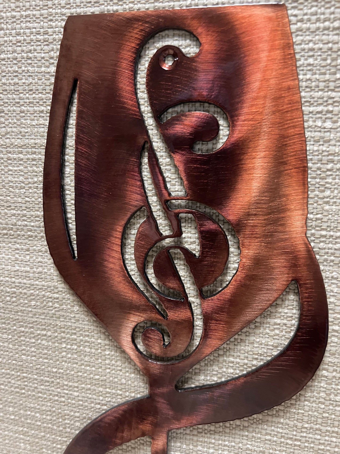 Artsy Wine Glass With Music Notes Metal Wall Art Kitchen And Bar Decor