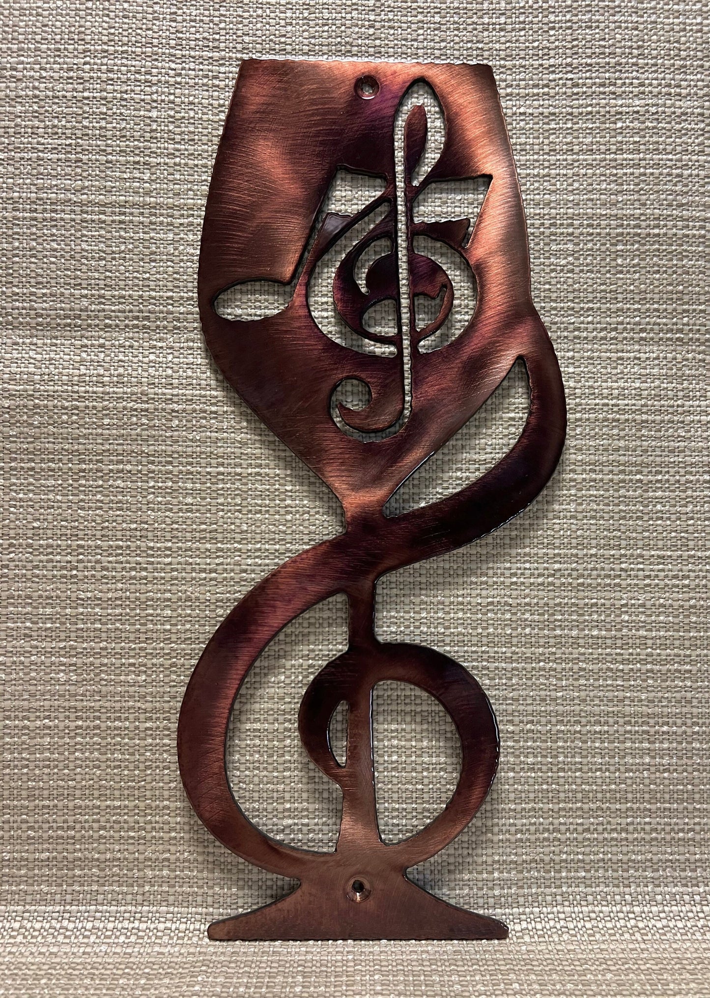Artsy Wine Glass With Music Notes Metal Wall Art Kitchen And Bar Art