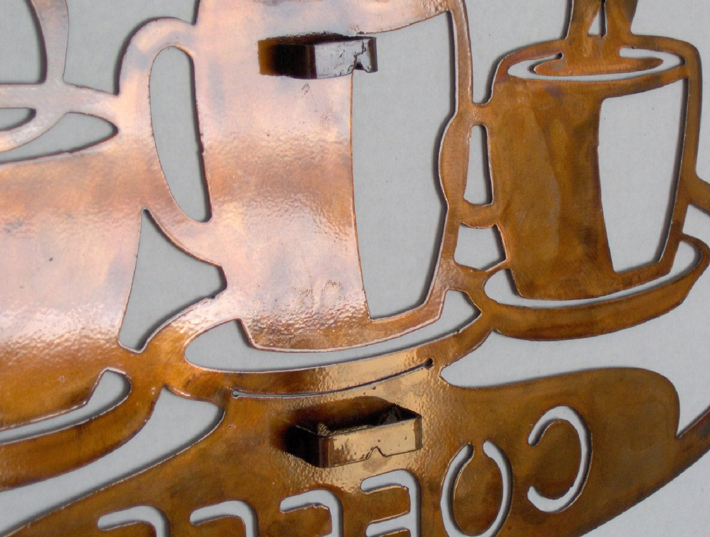 Coffee Cups on Platter Plasma Cut Metal Kitchen Station Wall Art