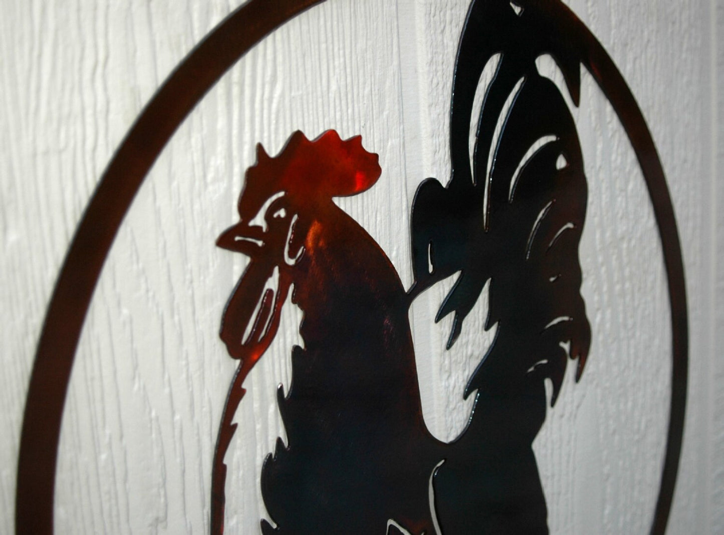 16" Rooster In Oval Country Kitchen Indoor Or Outdoor Metal Wall Art