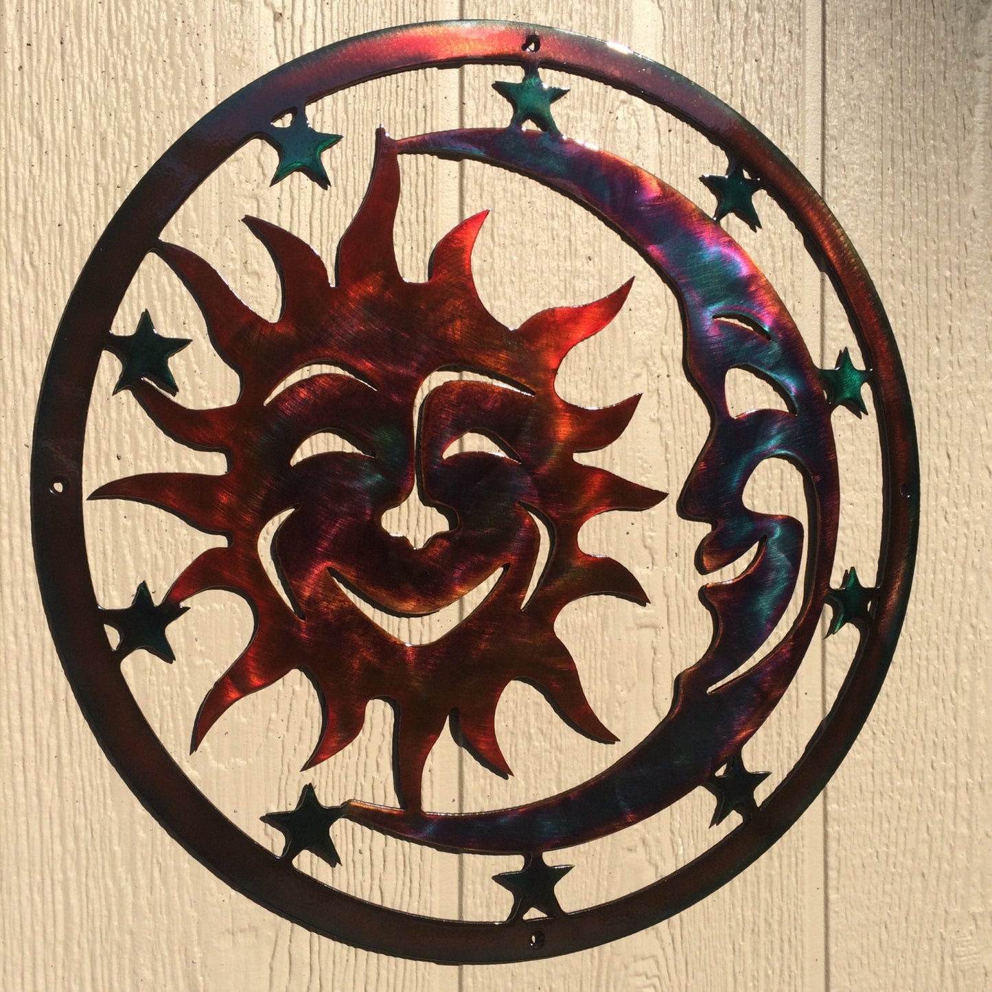 Sun, Moon, & Stars Celestial Indoor or Outdoor Plasma Cut Metal Wall Art