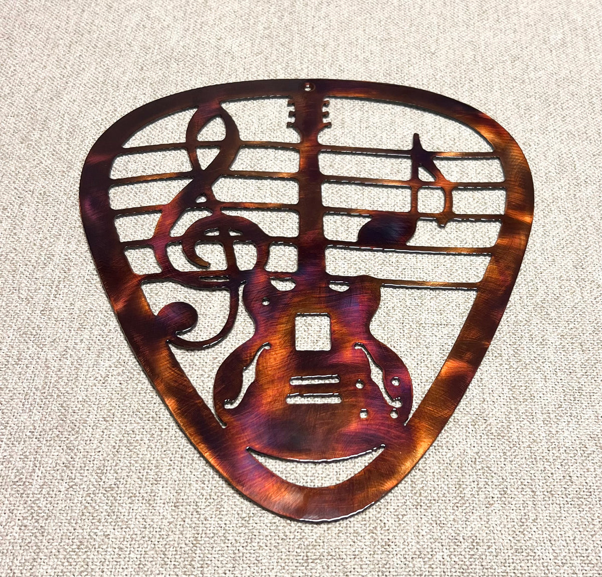 Music Note Guitar Pick Metal Wall Art – Rockabilly Music Decor