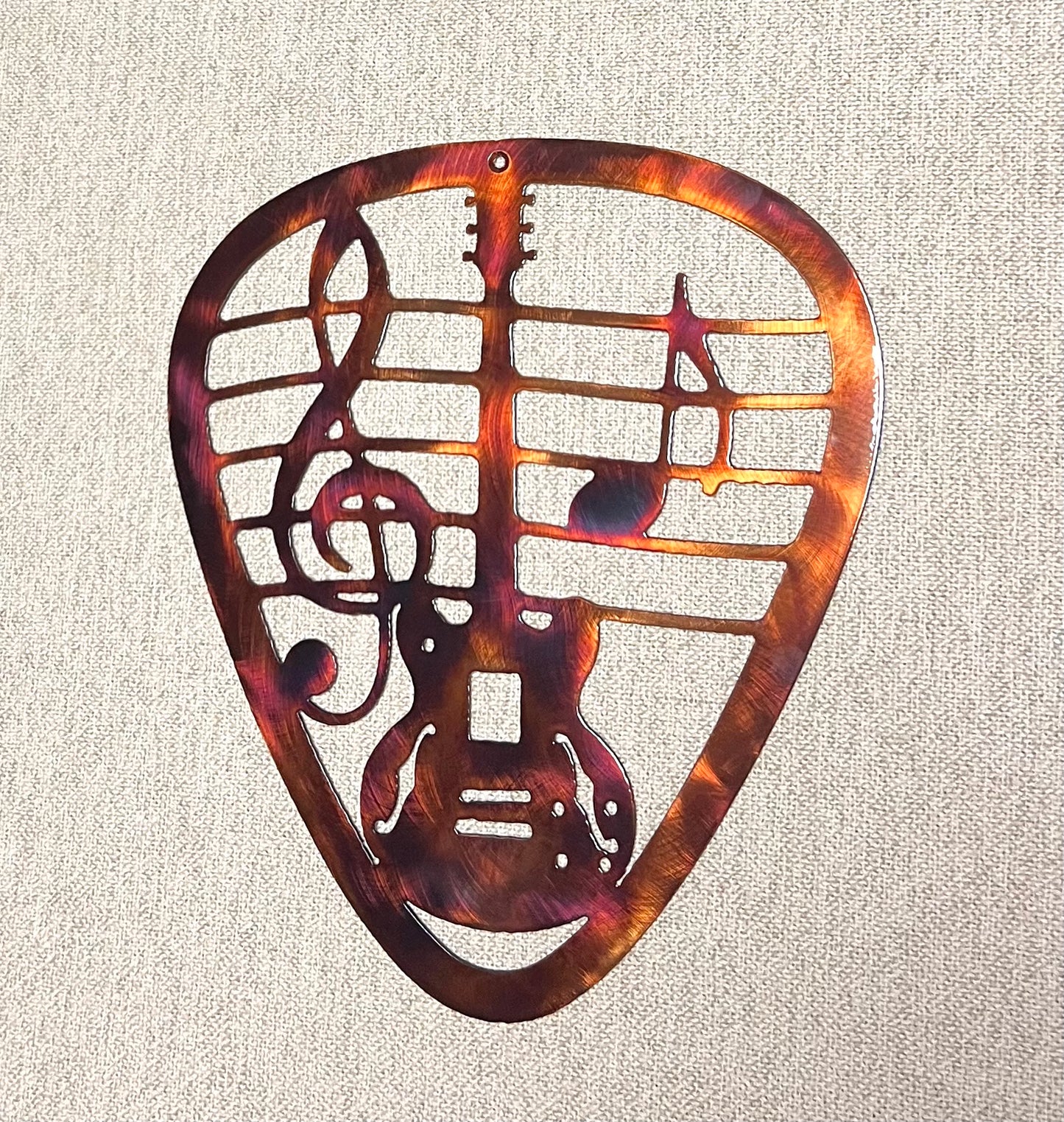 Music Note Guitar Pick Metal Wall Art – Rockabilly Music Decor