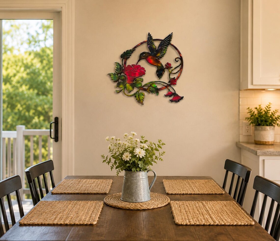 Hummingbird Metal Wall Art | Hand-Finished Patina Steel Wall Decor