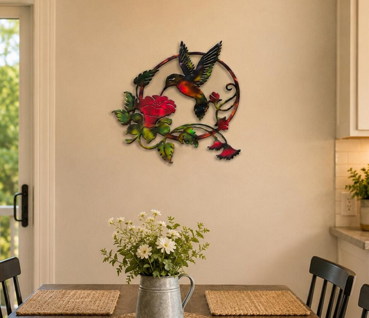 Hummingbird Metal Wall Art | Hand-Finished Patina Steel Wall Decor