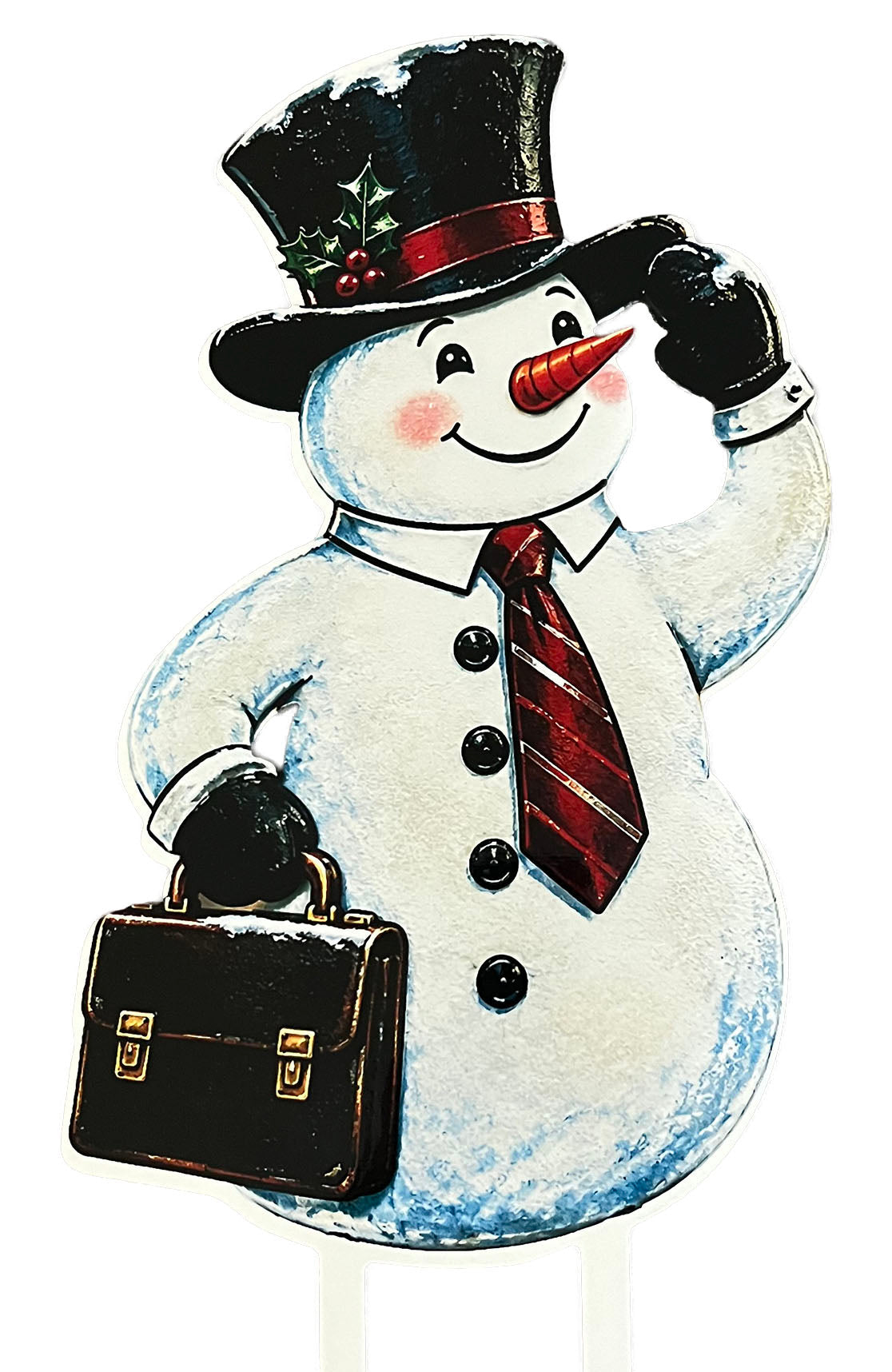 Full view of metal snowman stake