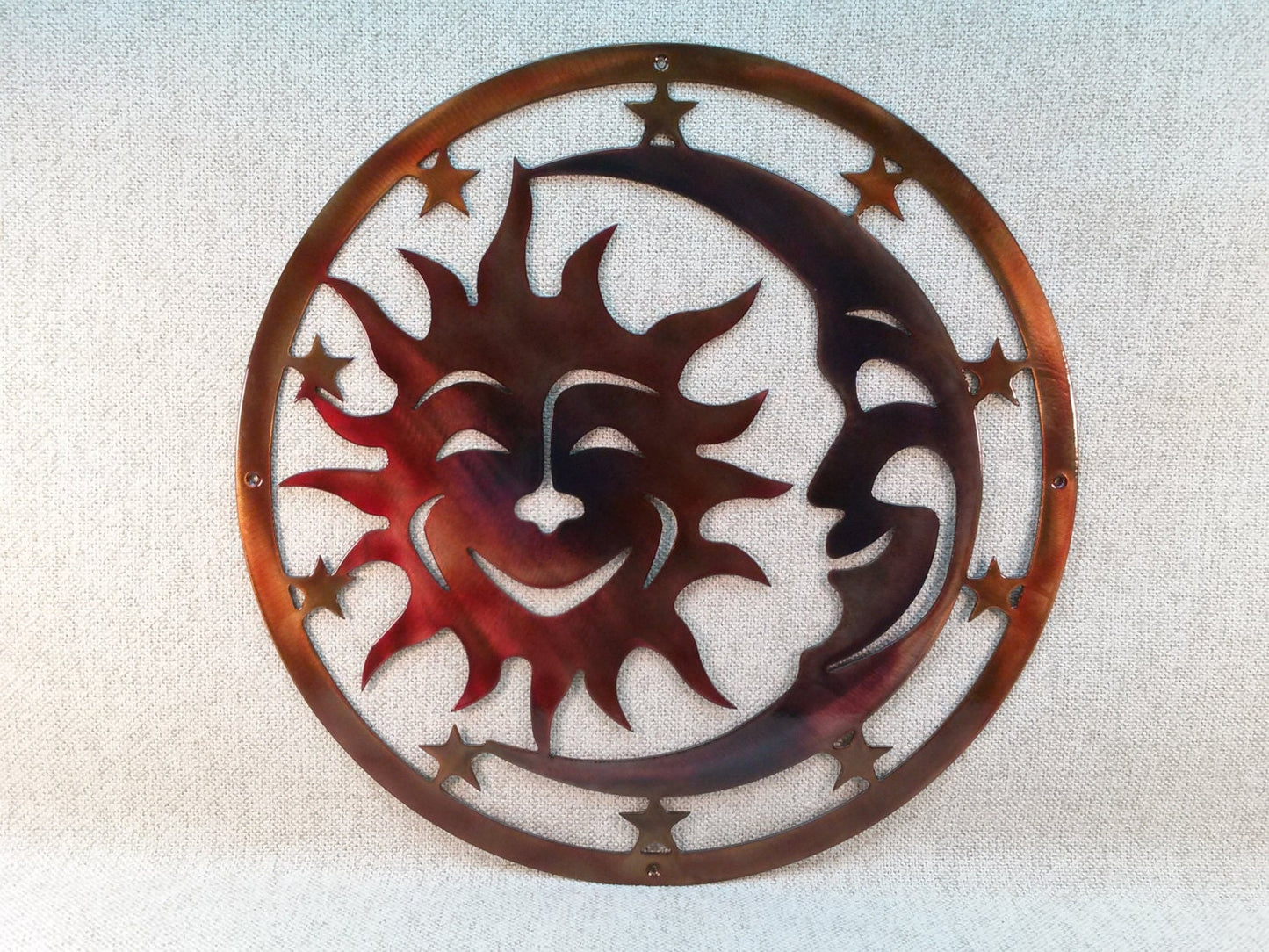 Sun, Moon, & Stars Celestial Indoor or Outdoor Plasma Cut Metal Wall Art