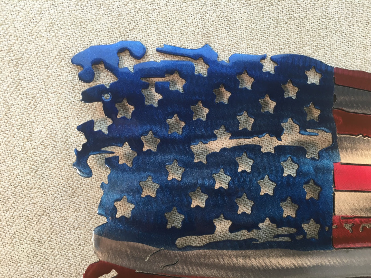 48" Tattered, Weathered, & Battle Worn American Flag "In God We Trust" Metal Art