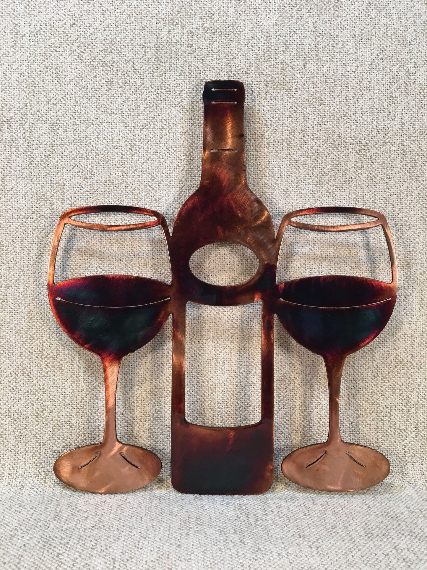 Wine Bottle & Glass Metal Wall Art Wine Bar Decor