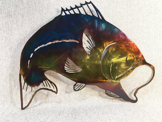Largemouth Bass Den or Man Cave Fishing Metal Wall Art