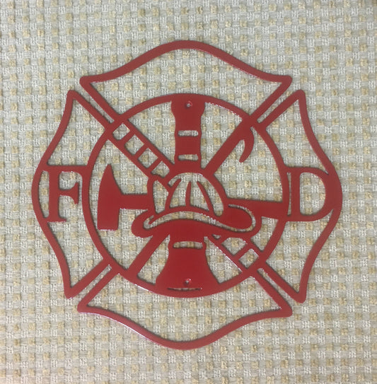 Fireman's Maltese Cross Metal Art Wall Sign