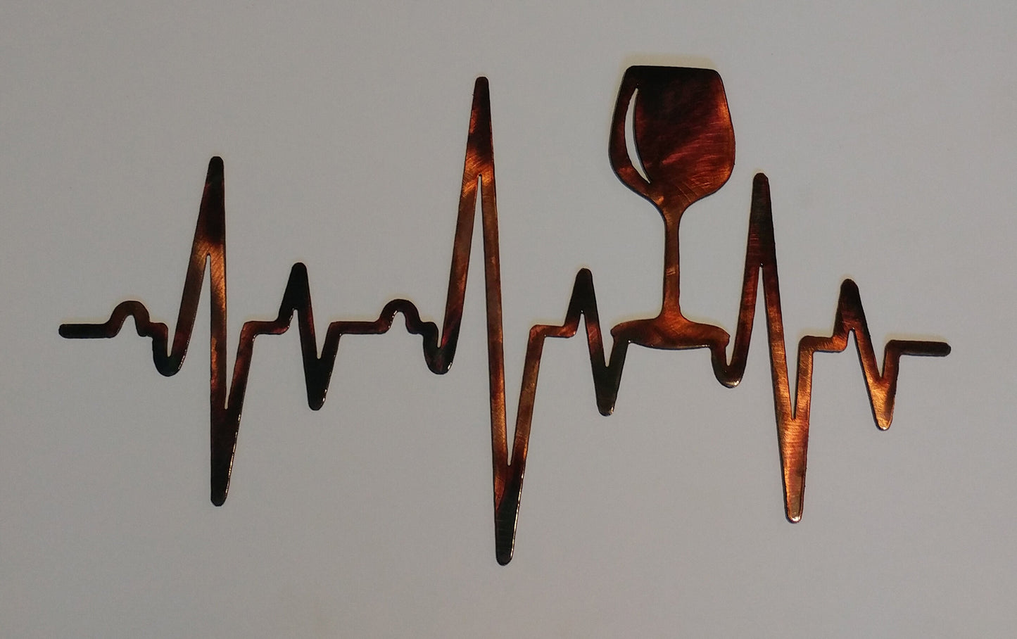 EKG Heartbeat Wine Glass Plasma Cut Indoor or Outdoor Metal Wall Art