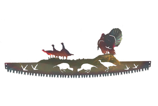 Wild Turkey in Crosscut Saw Blade Indoor or Outdoor Metal Wall Art