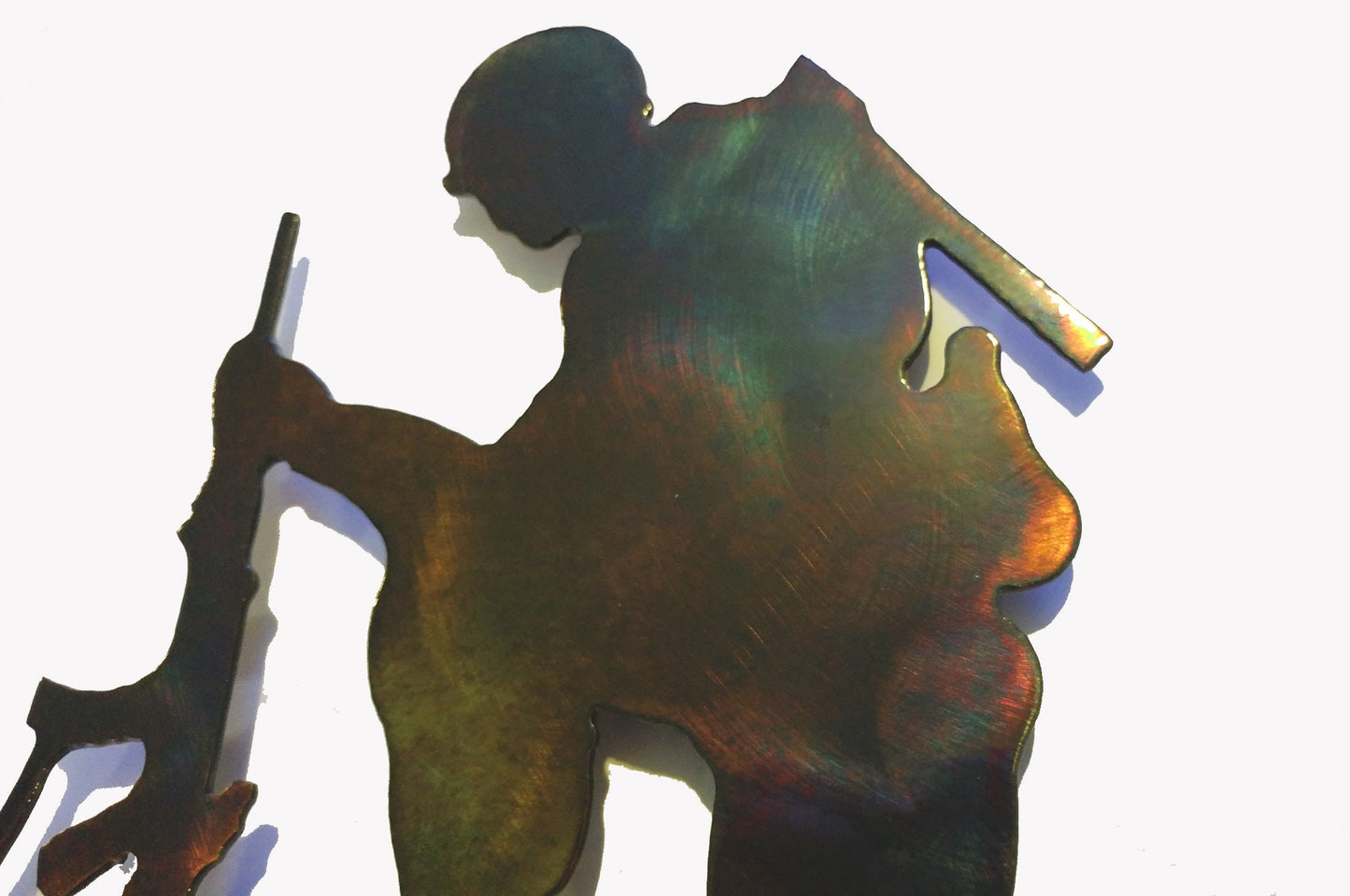 Soldier Kneeling Before Cross Metal Wall Art W/ Patina Finish