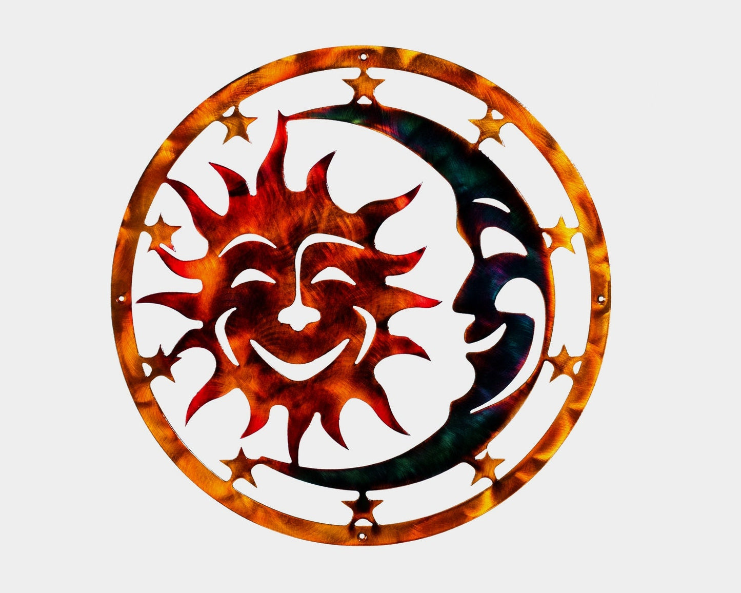 Sun, Moon, & Stars Celestial Indoor or Outdoor Plasma Cut Metal Wall Art