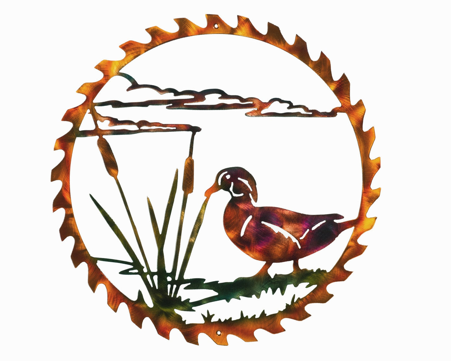 Wood Duck In Sawblade Plasma Cut Wildlife Indoor Or Outdoor Metal Wall Art