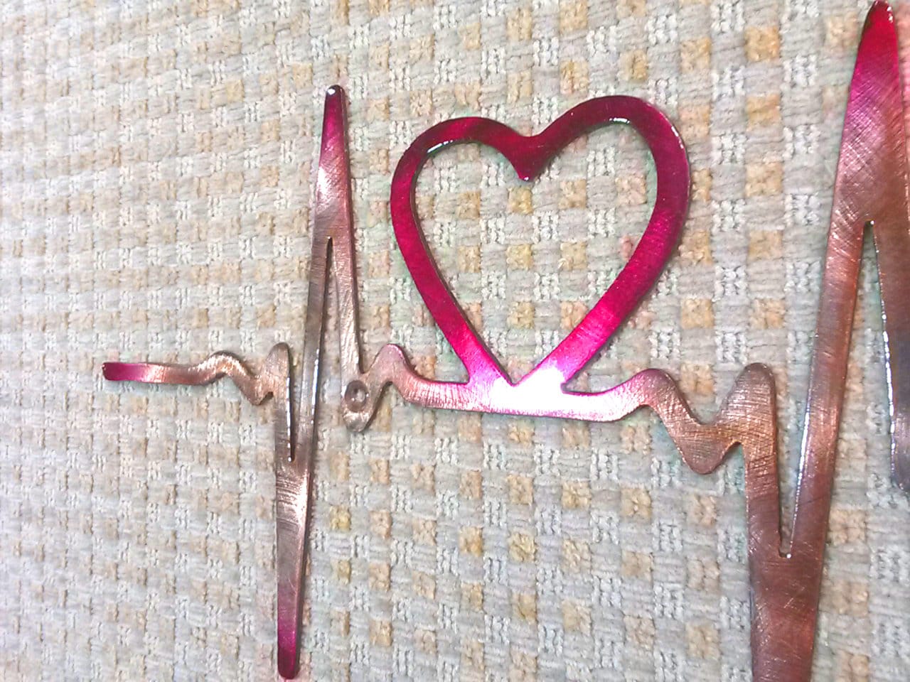 36" EKG Line Heartbeat Heart, Palm Trees & Wineglass Plasma Cut Indoor or Outdoor Metal Art
