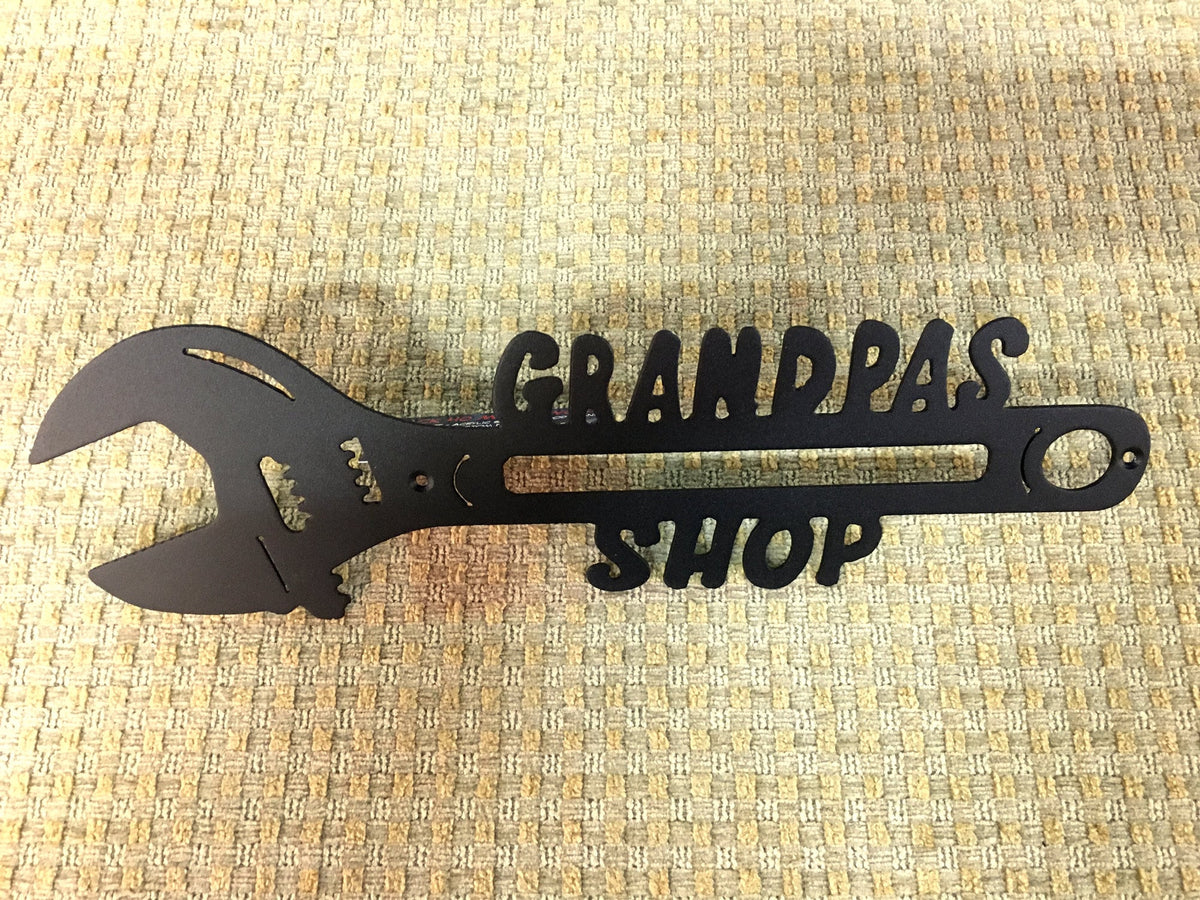 Grandpa's Shop wrench metal sign