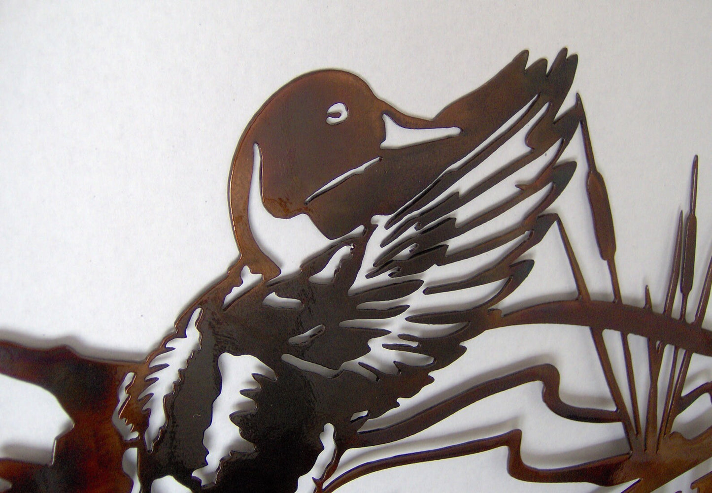 Duck Landing On Water Welcome Sign Indoor Or Outdoor Metal Wall Art W/ Patina Finish