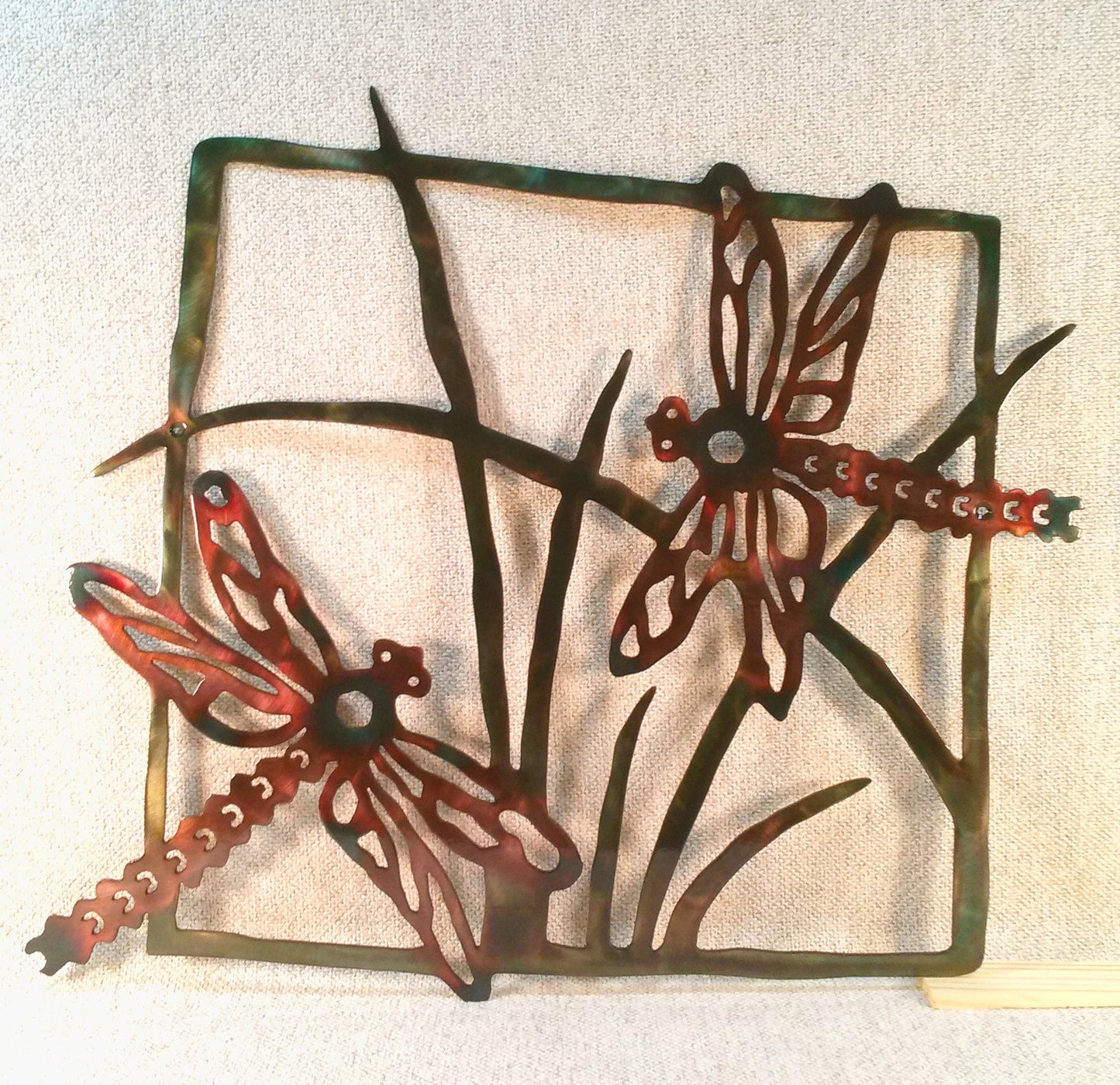 Dragonflies Indoor Or Outdoor Plasma Cut Metal Wall Art W/ Patina Finish