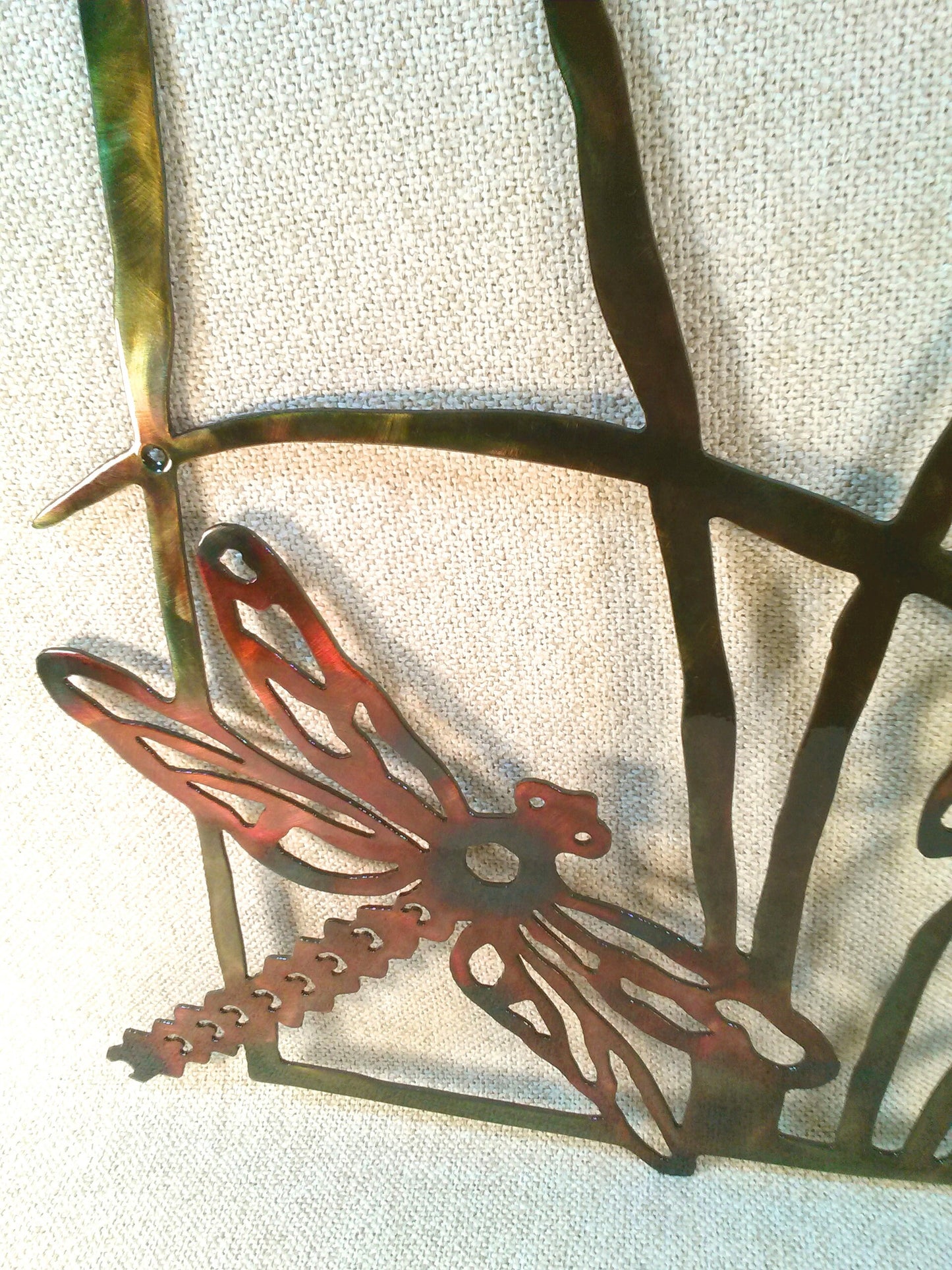 Dragonflies Indoor Or Outdoor Plasma Cut Metal Wall Art W/ Patina Finish