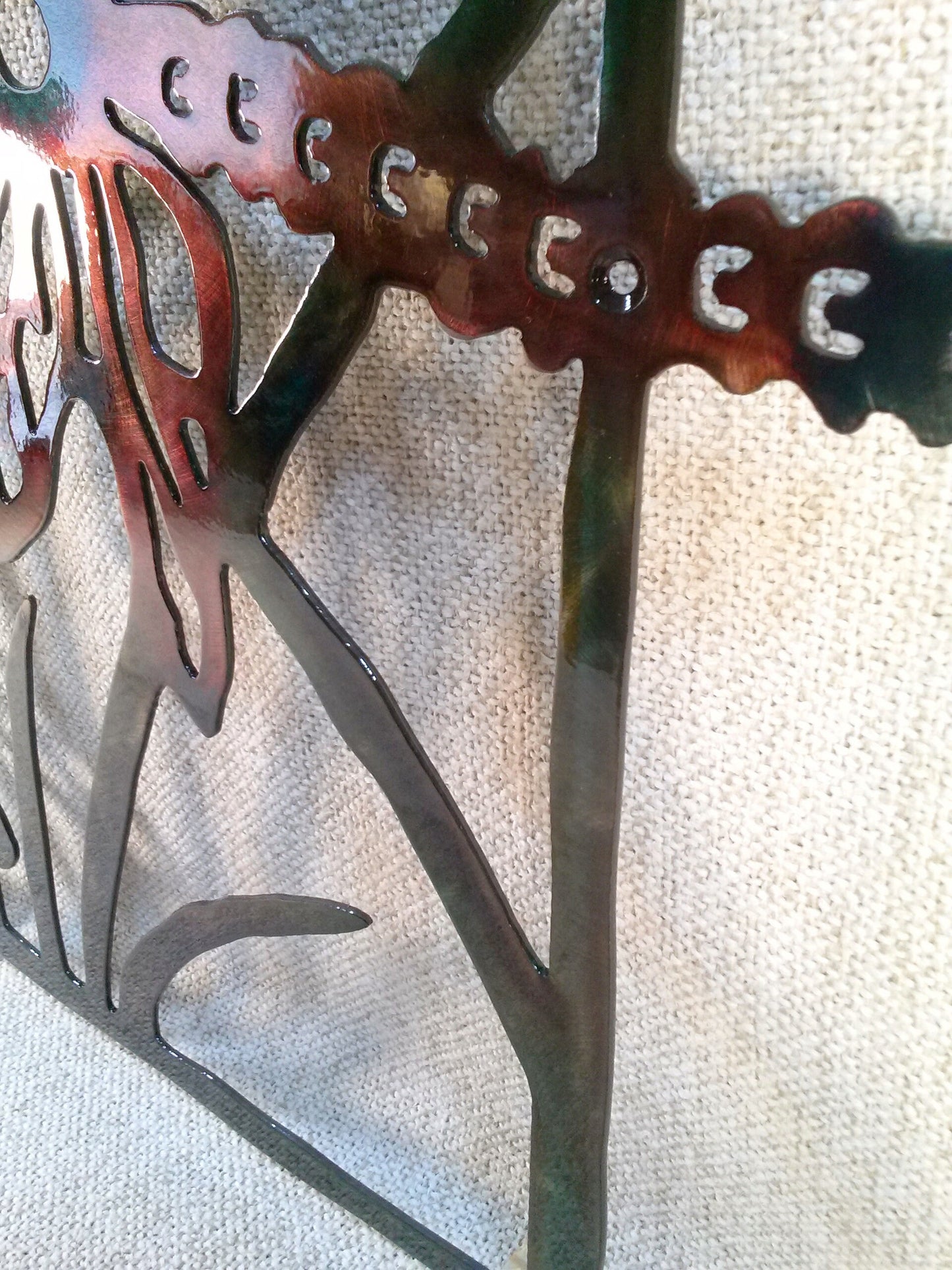 Dragonflies Indoor Or Outdoor Plasma Cut Metal Wall Art W/ Patina Finish