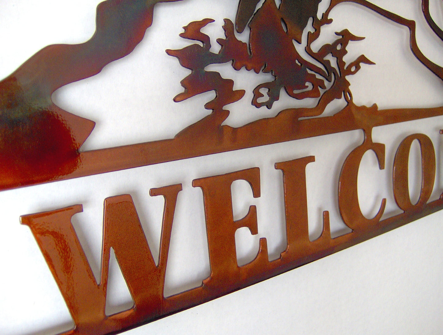 Duck Landing On Water Welcome Sign Indoor Or Outdoor Metal Wall Art W/ Patina Finish