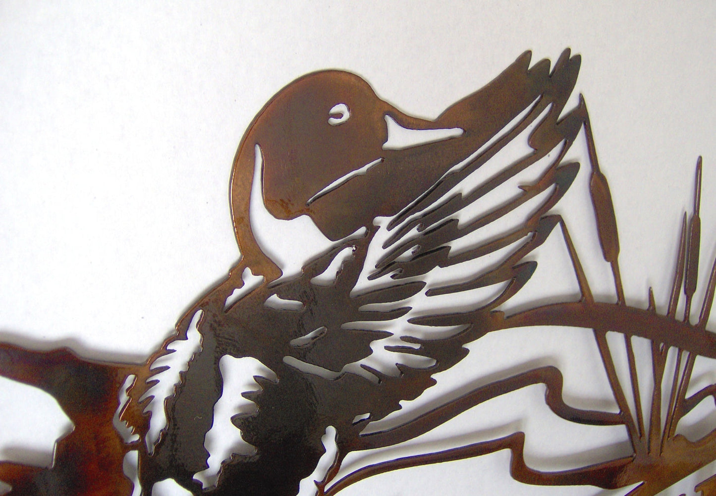 Duck Landing On Water Welcome Sign Indoor Or Outdoor Metal Wall Art W/ Patina Finish