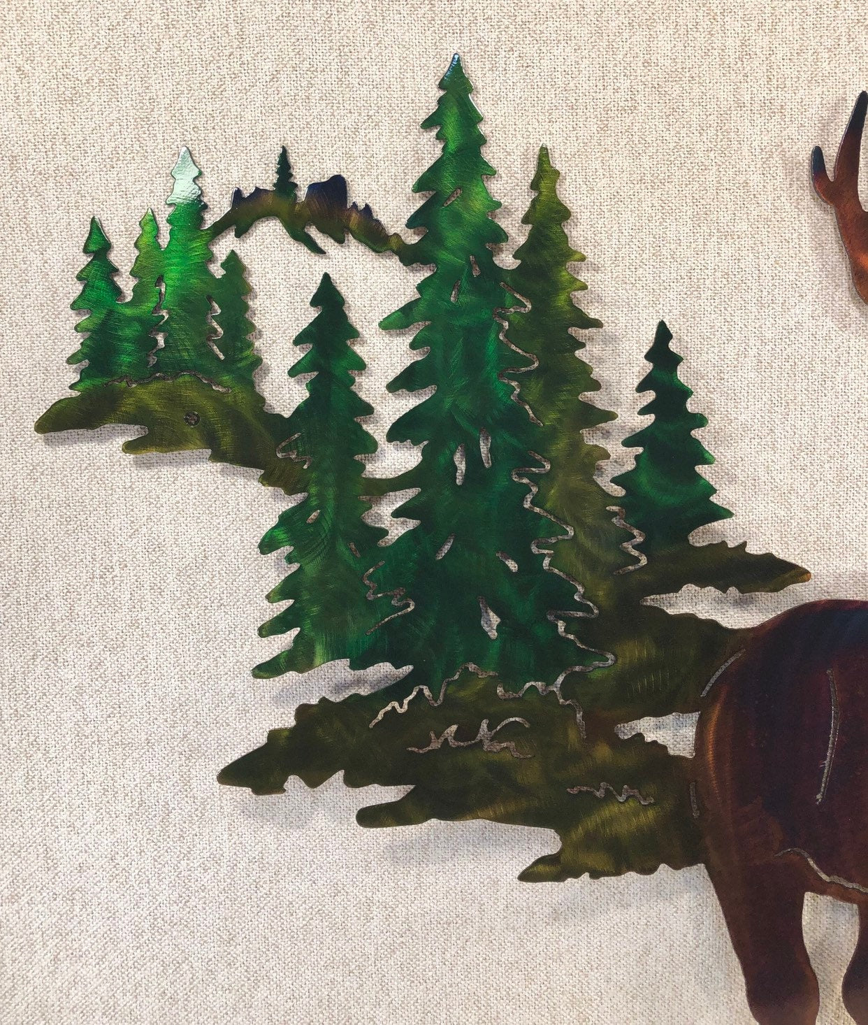 Buck Deer & Trees Wildlife Indoor Outdoor Plasma Cut Metal Wall Art