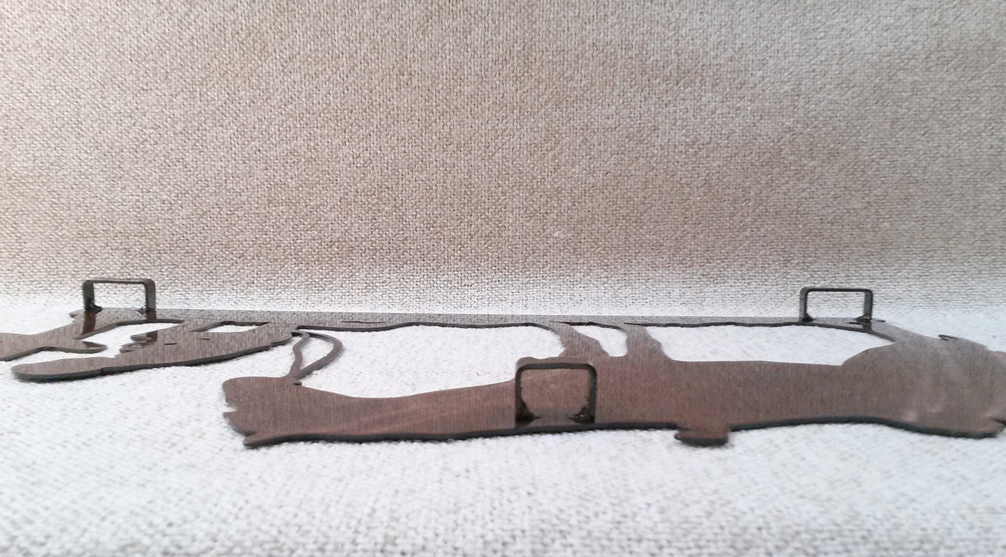 Cowboy & Horse Praying At Cross Indoor Or Outdoor Metal Wall Art