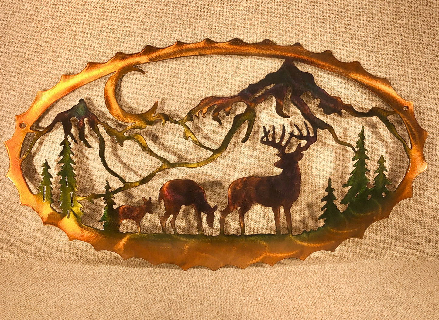 Whitetail Deer And Mountains Indoor Or Outdoor Wildlife Metal Wall Art