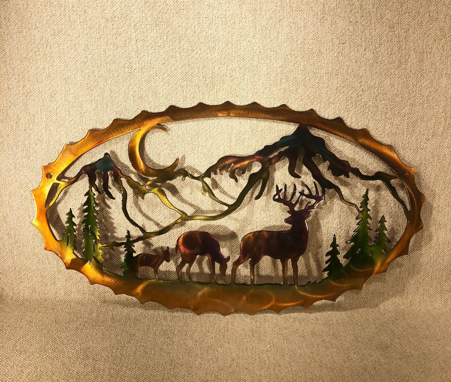 Whitetail Deer And Mountains Indoor Or Outdoor Wildlife Metal Wall Art