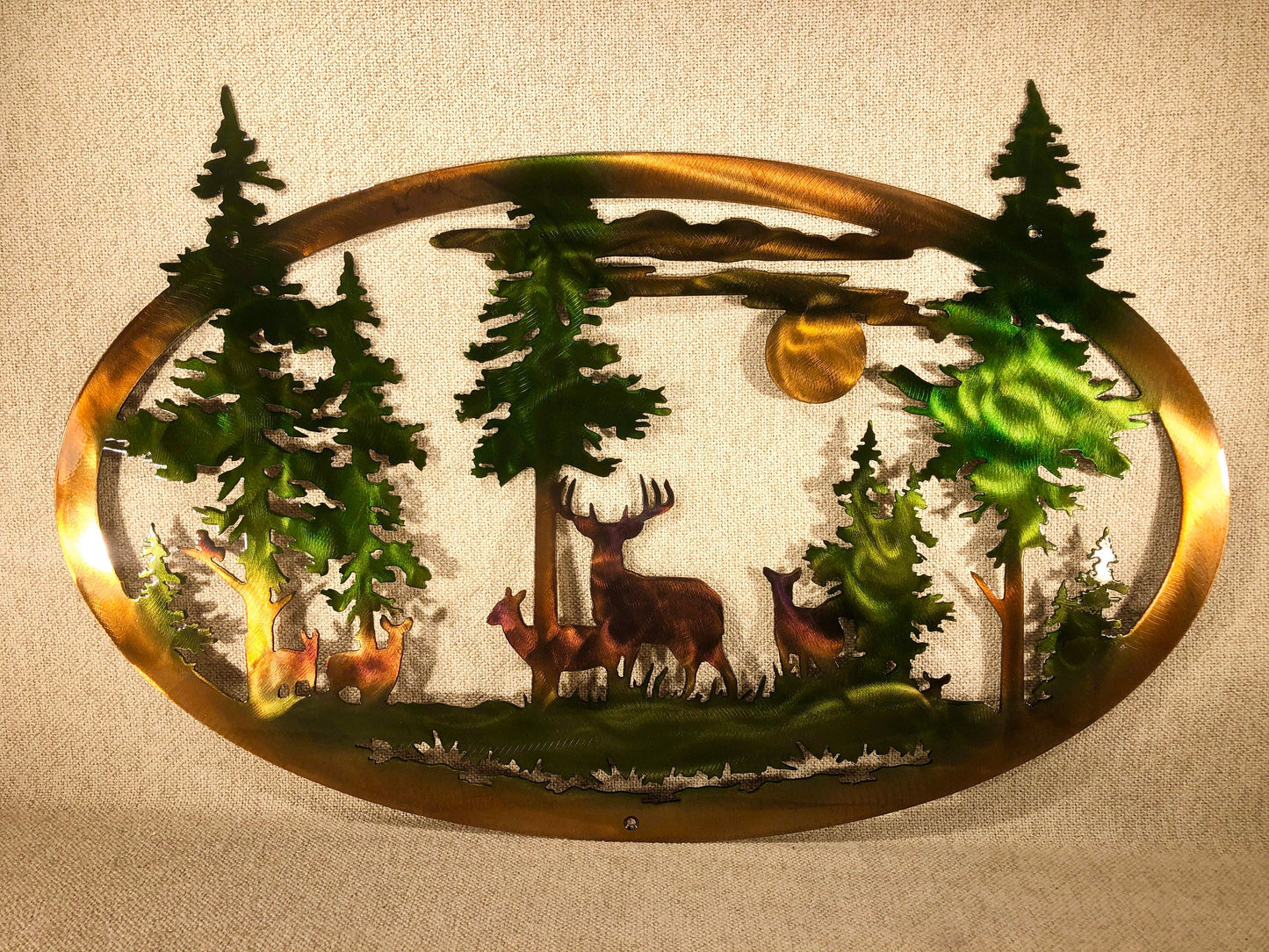 American Bison Buffalo And Mountains With Trees Indoor Or Outdoor Wildlife Metal Wall Art