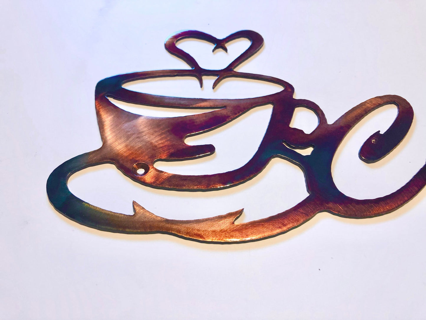 Coffee Cup Kitchen Metal Wall Art Patina Finish