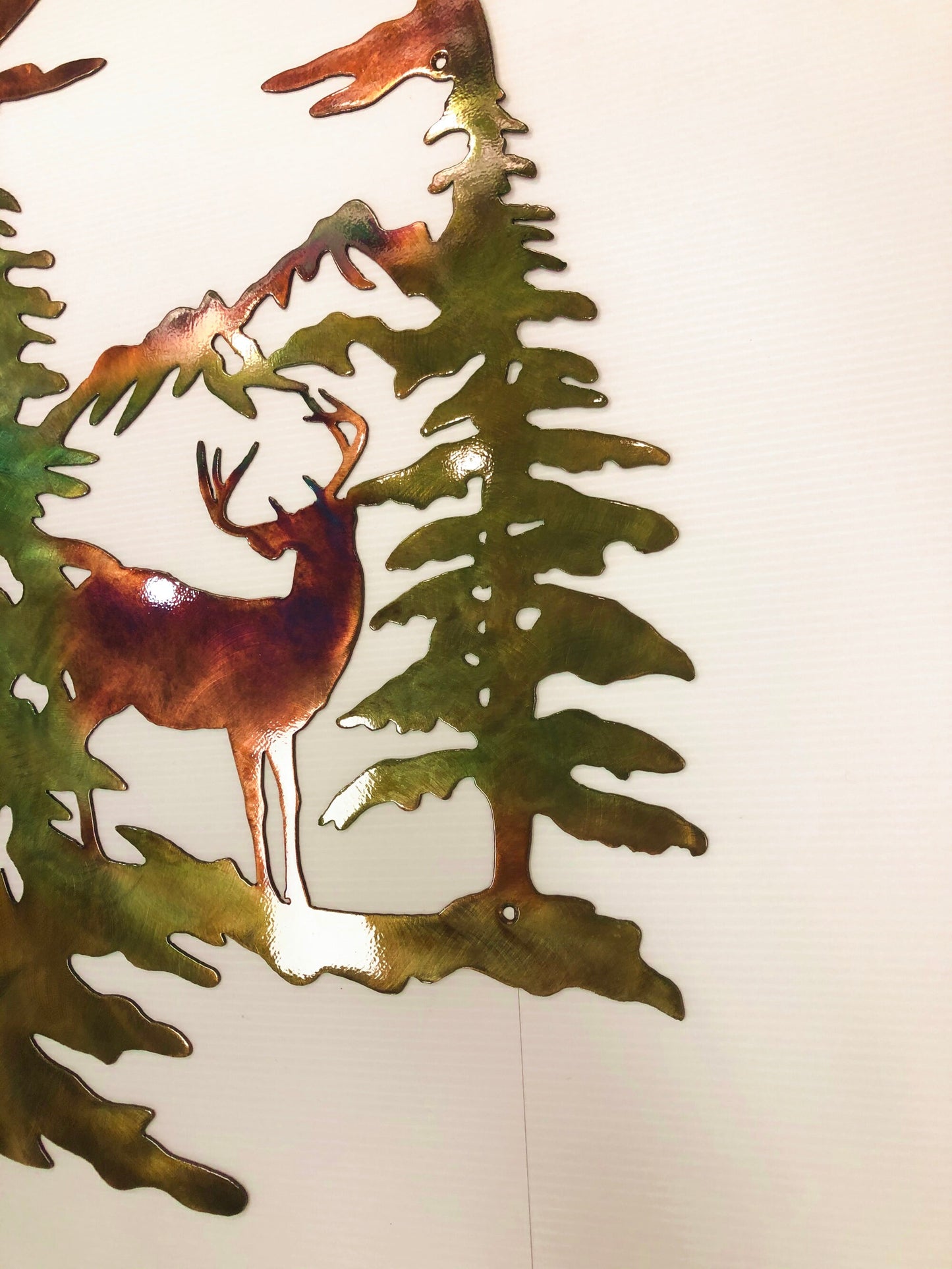 Whitetail Buck Trees & Moon Indoor or Outdoor Wildlife Metal Wall Art