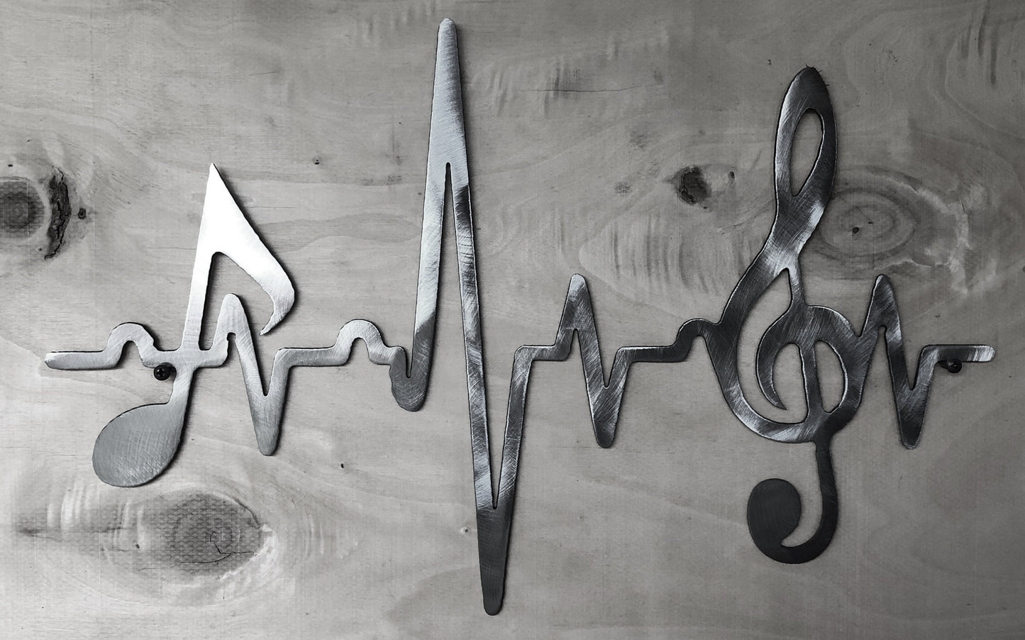EKG Line Heartbeat Music Notes Treble Clef Unfinished Indoor or Outdoor Metal Art