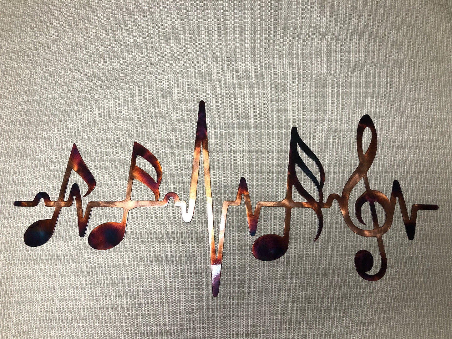 36” EKG Line Music Notes & Treble Clef Heartbeat Sinus Rhythm Indoor or Outdoor Metal Art