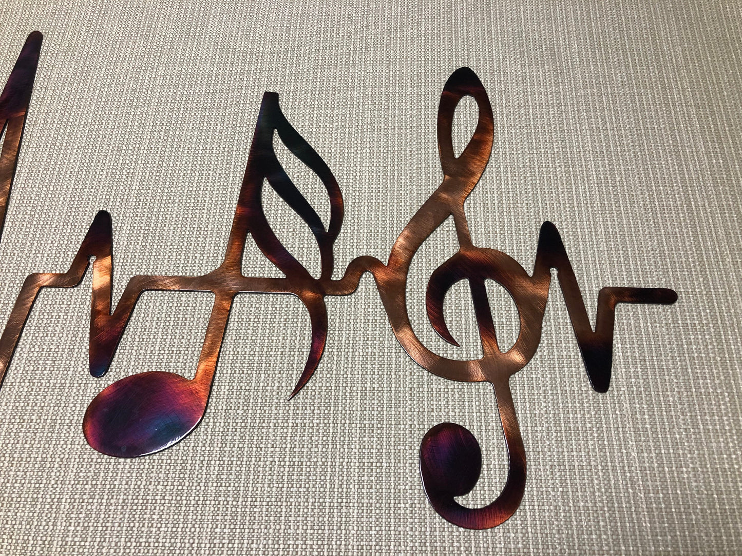 36” EKG Line Music Notes & Treble Clef Heartbeat Sinus Rhythm Indoor or Outdoor Metal Art