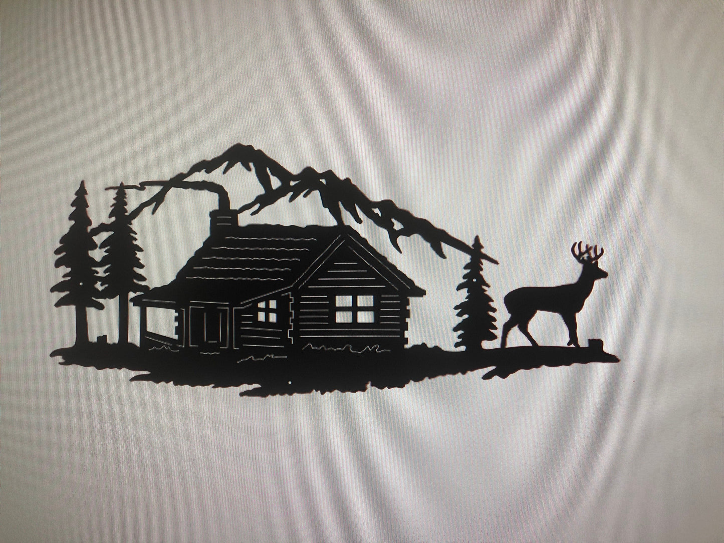 Mountain Cabin & Bear Indoor Or Outdoor Wildlife Metal Wall Art With Brackets And Backlighting