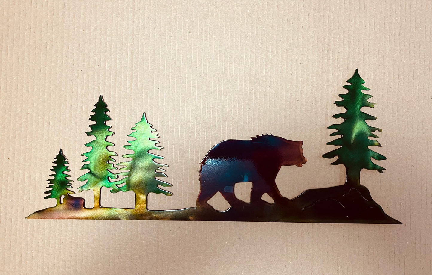 Bear And Trees Indoor Or Outdoor Wildlife Metal Wall Art