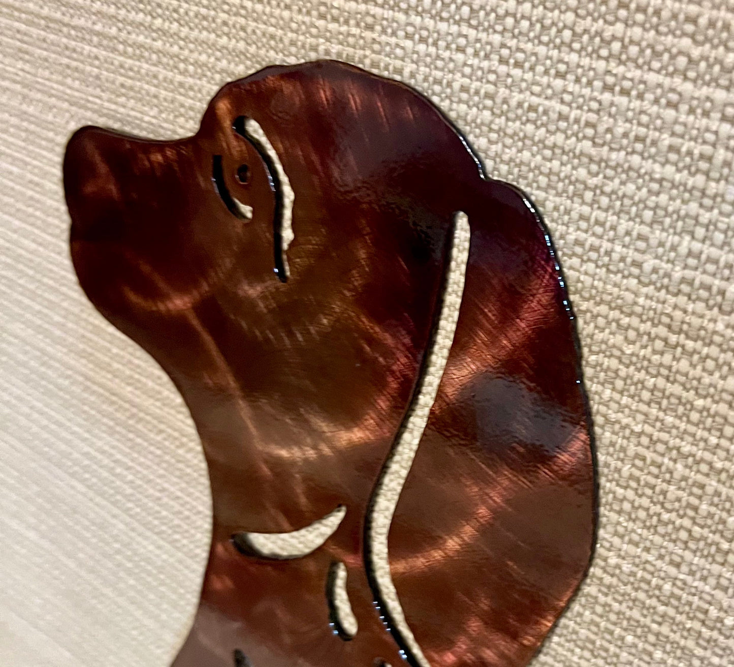 Puppy Dog With Flowers Indoor or Outdoor Wildlife Metal Wall Art