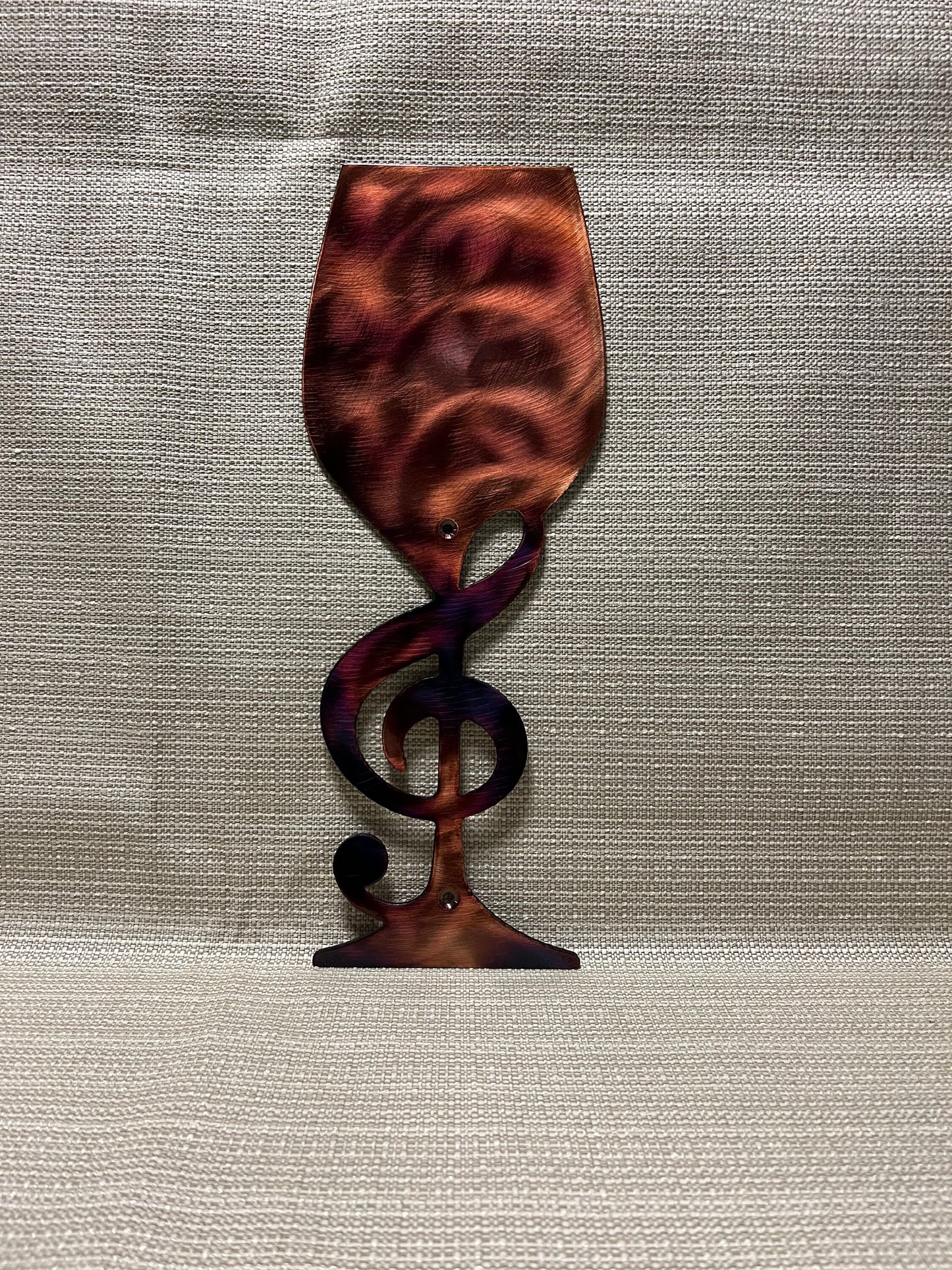 Wine Glass With Treble Clef Metal Wall Art Kitchen And Bar Decor