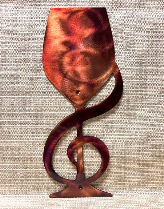 Wine Glass With Music Note Metal Wall Art Kitchen And Bar Decor